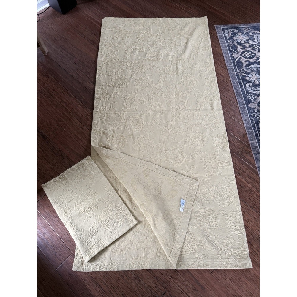 The Company Store Mustard Yellow Matelasse Full/Double and Pillow Sham Coverlet